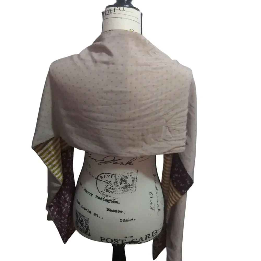 Loft Dressy Velour Leopard Print and Striped Scarf Cover Long Size OS